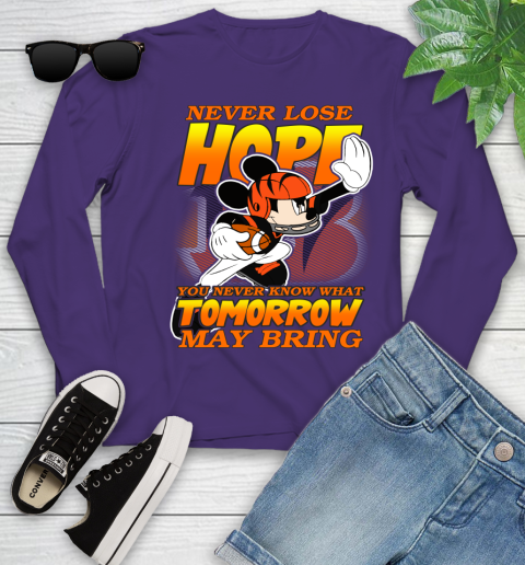 Cincinnati Bengals NFL Football Mickey Disney Never Lose Hope Youth Long Sleeve 4