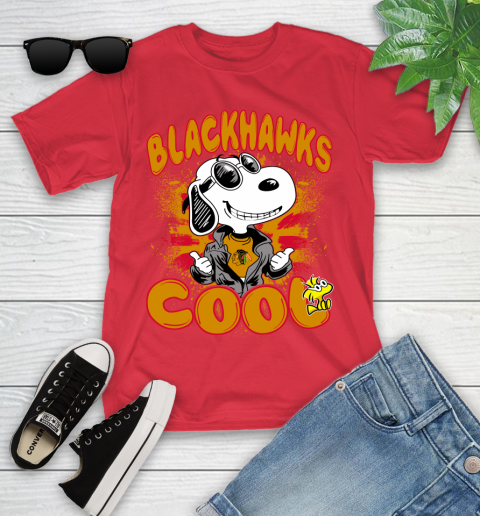 NHL Hockey Chicago Blackhawks Cool Snoopy Shirt Youth T-Shirt 11