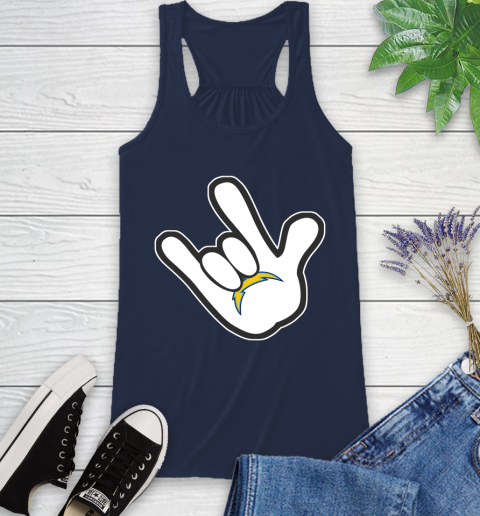 San Diego Chargers NFL Football Mickey Rock Hand Disney Racerback Tank 10