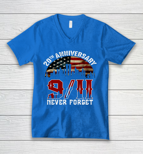 Never Forget 9 11 20th Anniversary Patriot Day 2021 V-Neck T-Shirt 5