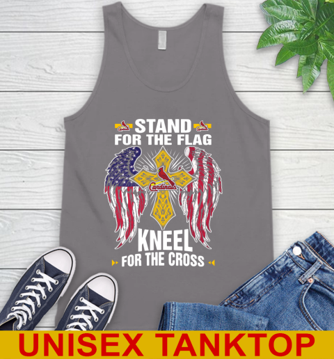MLB Baseball St.Louis Cardinals Stand For Flag Kneel For The Cross Shirt Tank Top - Image 7