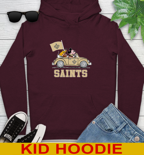 NFL Football New Orleans Saints Pluto Mickey Driving Disney Shirt Youth Hoodie 7