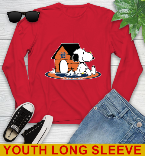 MLB Baseball Detroit Tigers Snoopy The Peanuts Movie Shirt Youth Long Sleeve 11