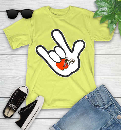 Cleveland Browns NFL Football Mickey Rock Hand Disney Youth T-Shirt 8