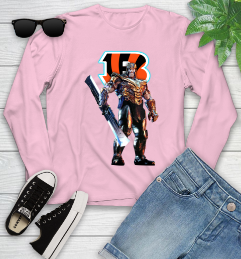 NFL Thanos Gauntlet Avengers Endgame Football Cincinnati Bengals Youth Long Sleeve 10