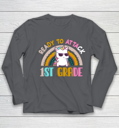 Back to school shirt Ready To Attack 1st grade Unicorn Youth Long Sleeve 6