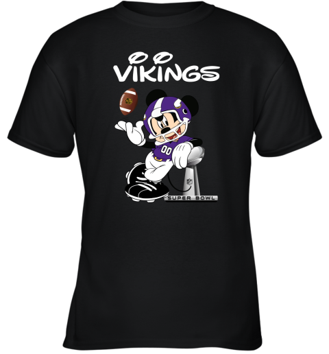 Mickey Vikings Taking The Super Bowl Trophy Football Youth T-Shirt