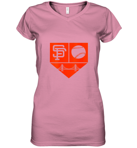 rptt womens san francisco baseball home plate vintage sf the city gift women v neck t shirt 39 front azalea