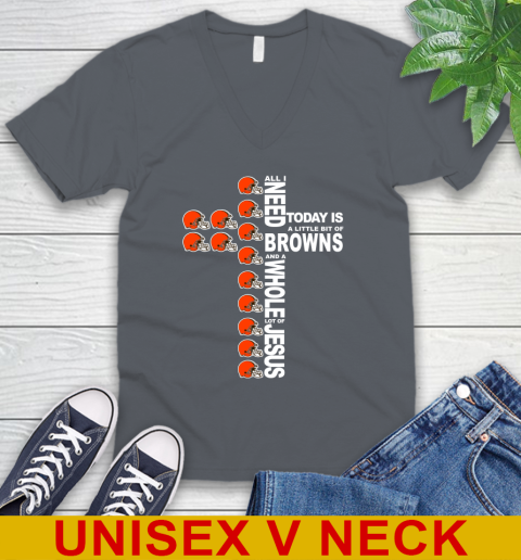 NFL All I Need Today Is A Little Bit Of Cleveland Browns Cross Shirt V-Neck T-Shirt 5 NFL All I Need Today Is A Little Bit Of Cleveland Browns Cross Shirt V-Neck T-Shirt - Image 5