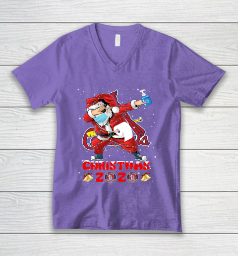 St.Louis Cardinals Funny Santa Claus Dabbing Christmas 2020 MLB V-Neck T-Shirt 8
