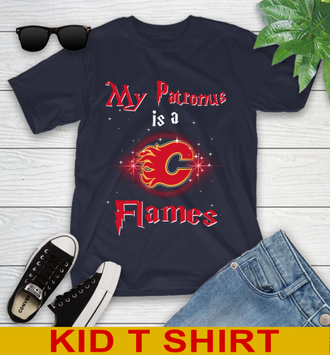 NHL Hockey Harry Potter My Patronus Is A Calgary Flames Youth T-Shirt 2