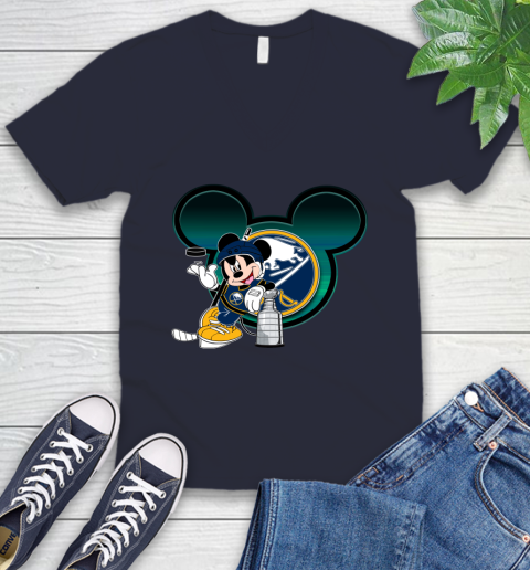 NHL Buffalo Sabres Stanley Cup Mickey Mouse Disney Hockey T Shirt V-Neck T-Shirt 3