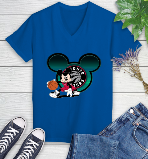 NBA Toronto Raptors Mickey Mouse Disney Basketball Women's V-Neck T-Shirt 10