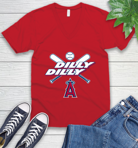 MLB Los Angeles Angels Dilly Dilly Baseball Sports V-Neck T-Shirt 7