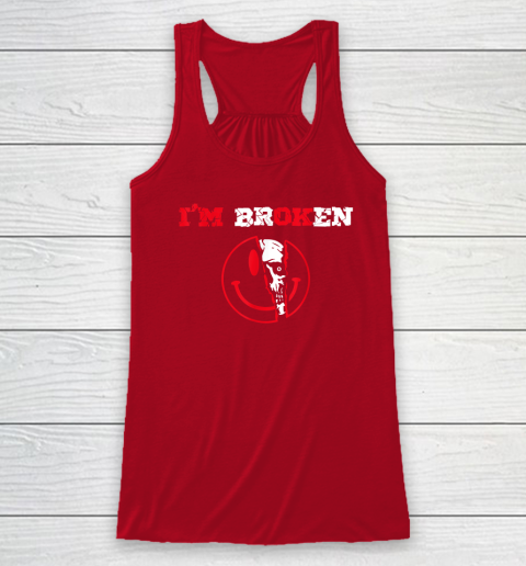 Confused Smile I'm Broken Invisible Illness I'm OK Broken Racerback Tank 3