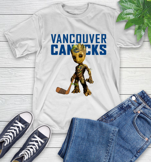 Vancouver Canucks NHL Hockey Groot Marvel Guardians Of The Galaxy T-Shirt