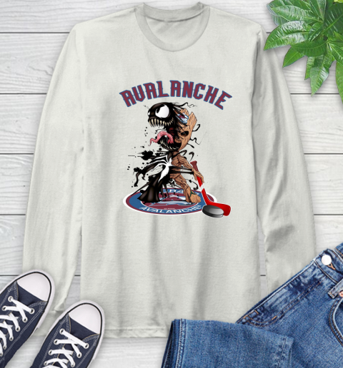 NHL Colorado Avalanche Hockey Venom Groot Guardians Of The Galaxy Long Sleeve T-Shirt 12