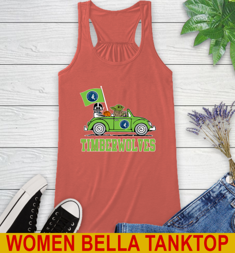 NBA Basketball Minnesota Timberwolves Darth Vader Baby Yoda Driving Star Wars Shirt Racerback Tank 4