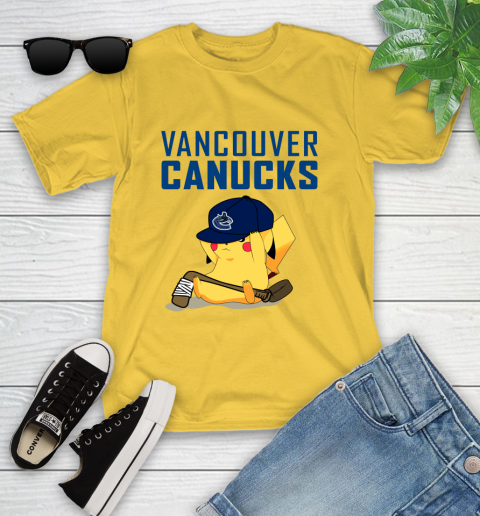 NHL Pikachu Hockey Sports Vancouver Canucks Youth T-Shirt 8