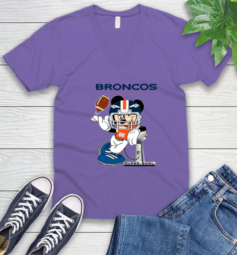 NFL Denver Broncos Mickey Mouse Disney Super Bowl Football T Shirt V-Neck T-Shirt 20