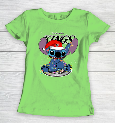 Los Angeles Kings NHL Hockey noel stitch Christmas Women's T-Shirt 5