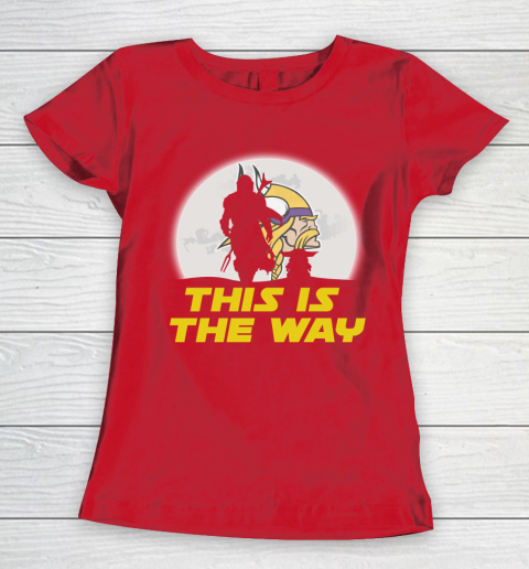 Minnesota Vikings NFL Football Star Wars Yoda And Mandalorian This Is The Way Women's T-Shirt 9