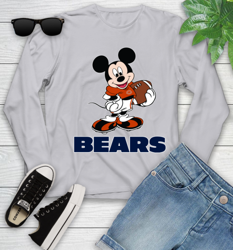 NFL Football Chicago Bears Cheerful Mickey Mouse Shirt Youth Long Sleeve 5