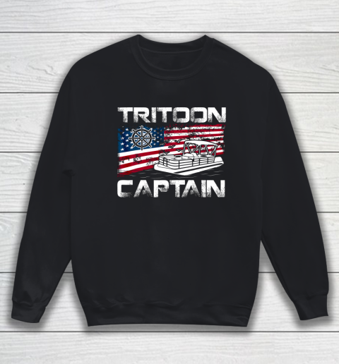Tritoon Captain American Flag Pontoon Boat Lover Sweatshirt