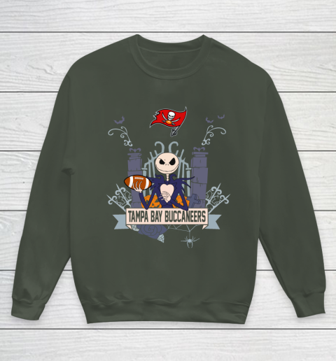 NFL Tampa Bay Buccaneers Football Jack Skellington Halloween Youth Sweatshirt 8