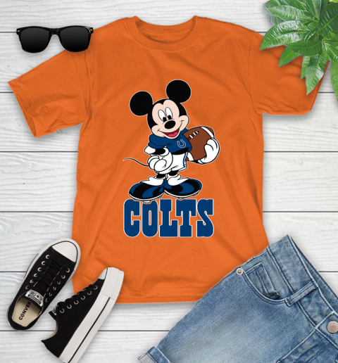 NFL Football Indianapolis Colts Cheerful Mickey Mouse Shirt Youth T-Shirt 7