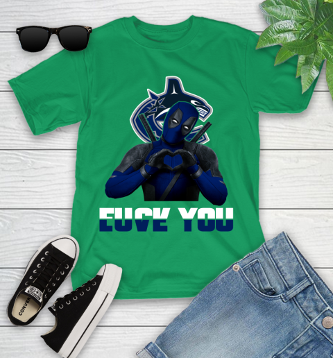 NHL Vancouver Canucks Deadpool Love You Fuck You Hockey Sports Youth T-Shirt 8