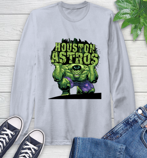 Houston Astros MLB Baseball Incredible Hulk Marvel Avengers Sports Long Sleeve T-Shirt 6