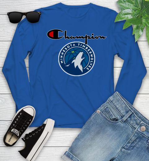 NBA Basketball Minnesota Timberwolves Champion Shirt Youth Long Sleeve 7
