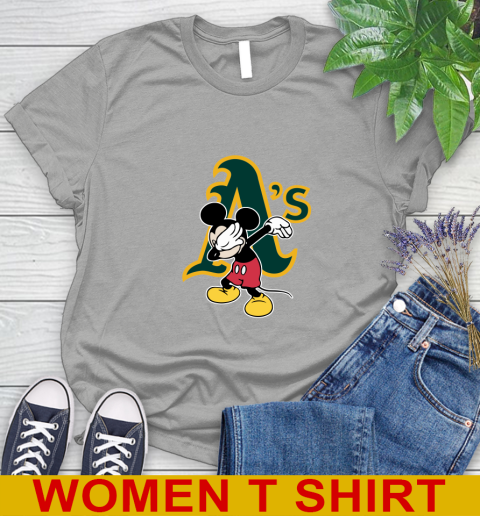 Oakland Athletics MLB Baseball Dabbing Mickey Disney Sports Women's T-Shirt 11