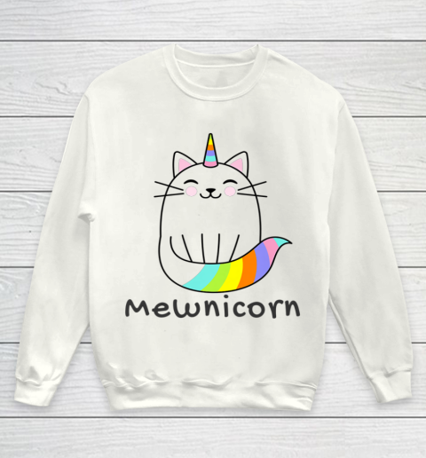Mewnicorn cute clever design funny unicorn cat boy girl Youth Sweatshirt