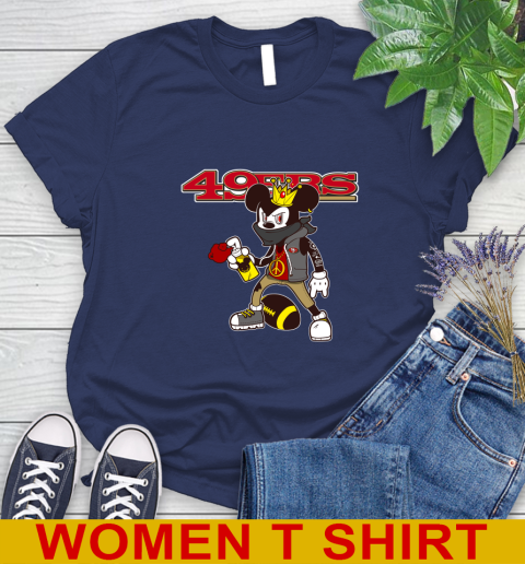 San Francisco 49ers NFL Football Mickey Peace Sign Sports Women's T-Shirt - Image 13