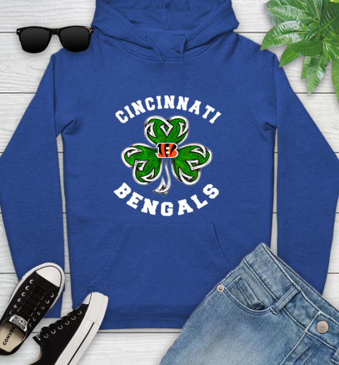 NFL Cincinnati Bengals Three Leaf Clover St Patrick's Day Football Sports Youth Hoodie 11