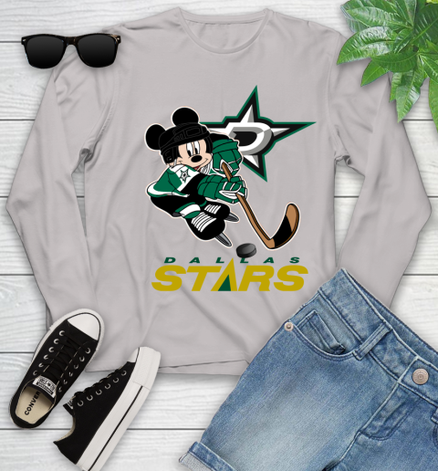 NHL Dallas Stars Mickey Mouse Disney Hockey T Shirt Youth Long Sleeve 12