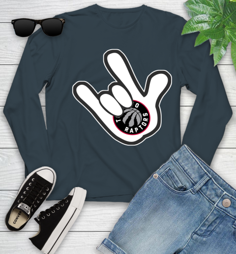 Toronto Raptors NBA Basketball Mickey Rock Hand Disney Youth Long Sleeve 8