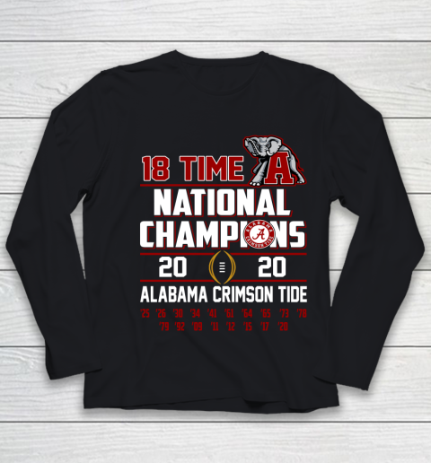Alabama National Championship 18 Time 2020 Youth Long Sleeve