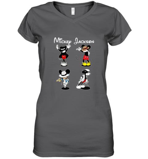 m3zw mickey jackson four style dance micheal jackson women v neck t shirt 39 front charcoal