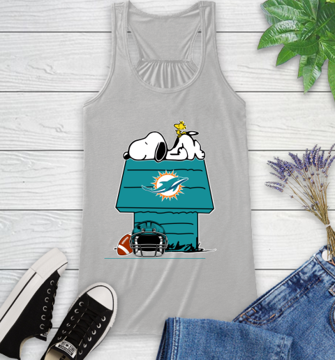 Miami Dolphins NFL Football Snoopy Woodstock The Peanuts Movie Racerback Tank