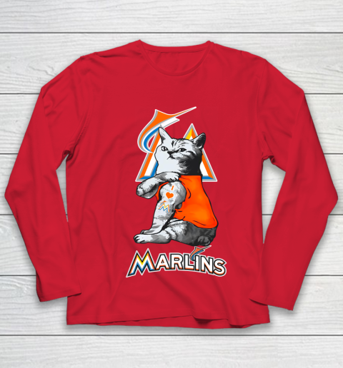 MLB Baseball My Cat Loves Miami Marlins Youth Long Sleeve 8