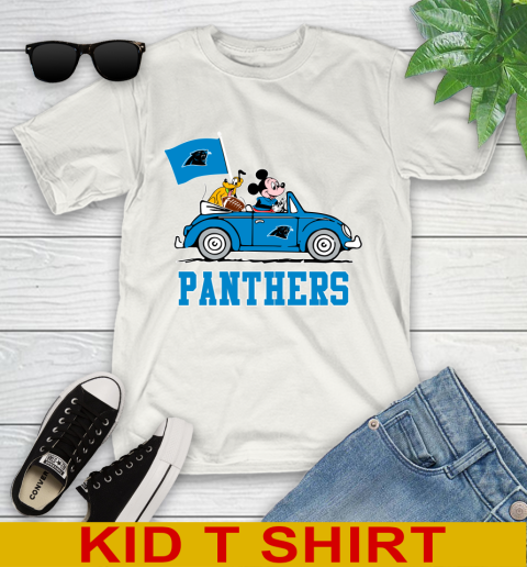NFL Football Carolina Panthers Pluto Mickey Driving Disney Shirt Youth T-Shirt