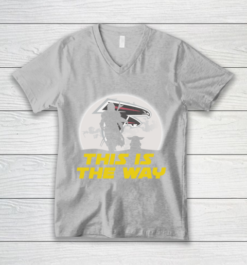 Atlanta Falcons NFL Football Star Wars Yoda And Mandalorian This Is The Way V-Neck T-Shirt 3