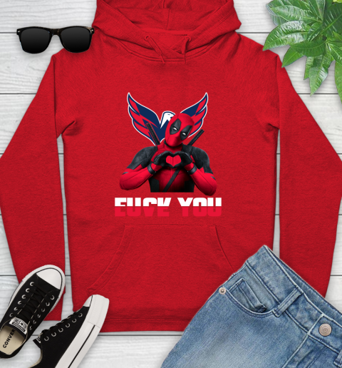 NHL Washington Capitals Deadpool Love You Fuck You Hockey Sports Youth Hoodie 12