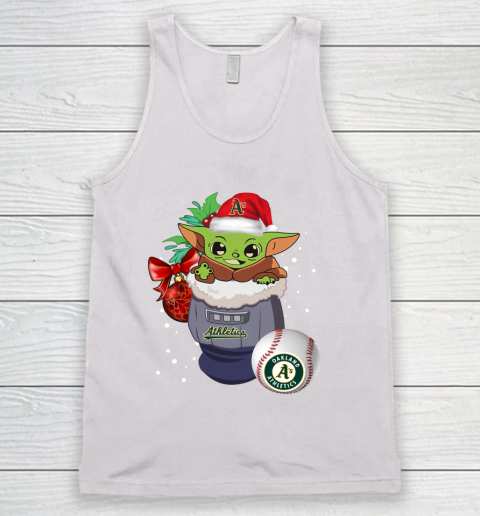 Oakland Athletics Christmas Baby Yoda Star Wars Funny Happy MLB Tank Top 2
