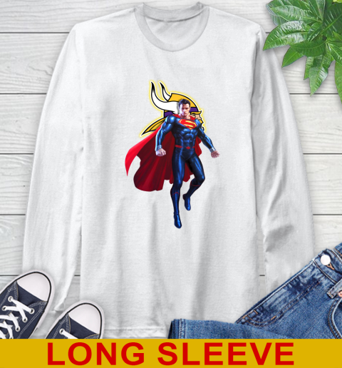 NFL Superman DC Sports Football Minnesota Vikings Long Sleeve T-Shirt