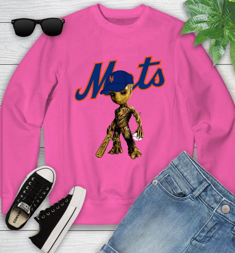 MLB New York Mets Groot Guardians Of The Galaxy Baseball Youth Sweatshirt 7