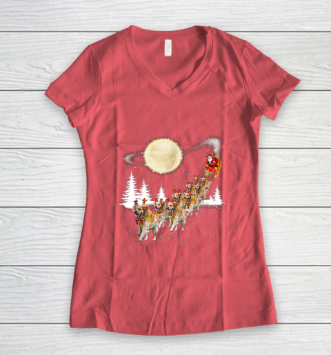 Golden Retriever Reindeer Christmas Women's V-Neck T-Shirt 4